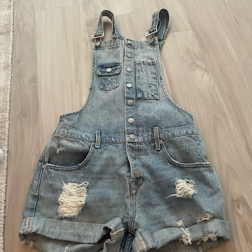 Lovers + Friends Blue Denim Overalls